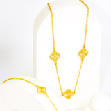 Mix Colar e Pulseira Trevo Dourado