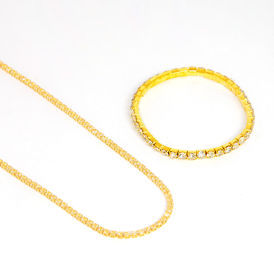 Mix Choker + Pulseira Riviera com Pedras de Zircônia Brilhantes
