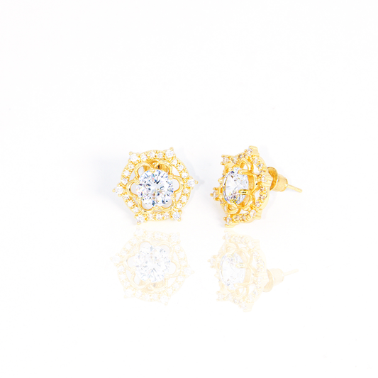 Brinco Mandala Real com Zircônia Central Cravejada Banhado