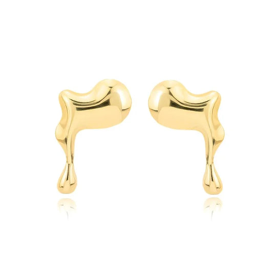 Brinco Orgânico Gota Derretida Banhado em Ouro 18K