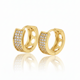 Brinco Argola Cravejado 3 Fileiras Banhado