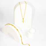 Mix Colar e Pulseira Cruz Banhado