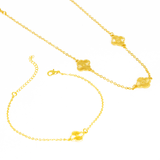 Mix Colar e Pulseira Trevo Dourado
