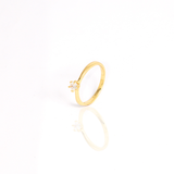 Anel Solitário Redondo Banhado A Ouro