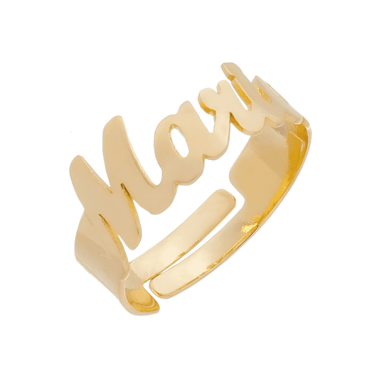Anel Personalizado Regulavel com Nome Folheado A Ouro 18k