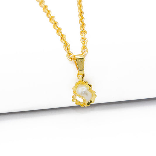 Colar Ponto de Pérola Banhado em Ouro 18K