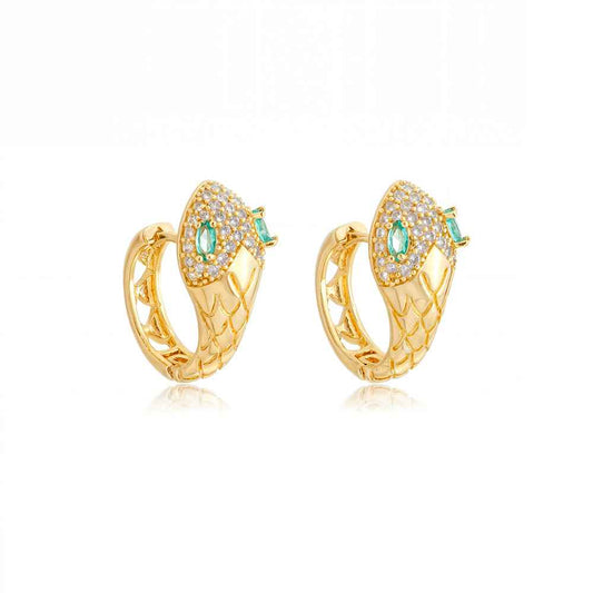 Brinco Argola Snake Cravejado em Zircônia | Banhado a Ouro 18k