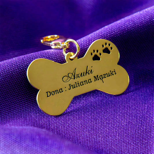 Colar Pingente Personalizado Para Coleira Pet Banhado em Ouro 18K