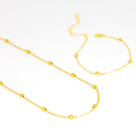 Mix de  Colar e Pulseira Bolinhas Banhado a Ouro 18k