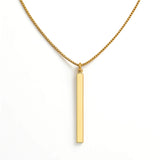 Colar Pingente Pêndulo Quadrado Banhado em Ouro 18K