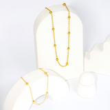 Mix de  Colar e Pulseira Bolinhas Banhado a Ouro 18k