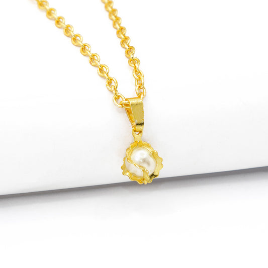 Colar Ponto de Pérola Banhado em Ouro 18K