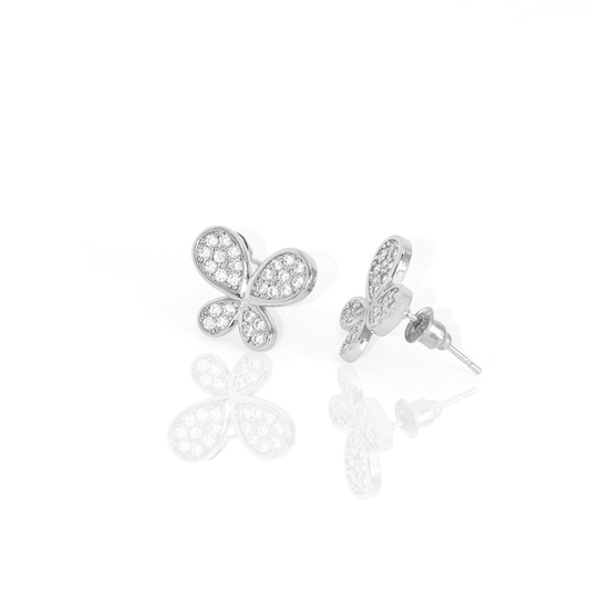 Brinco Borboleta Luz Cravejada Banhado