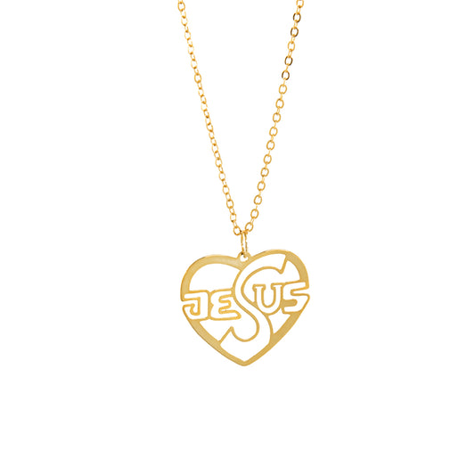 Colar Religioso Coração Jesus Banhado a Ouro 18k