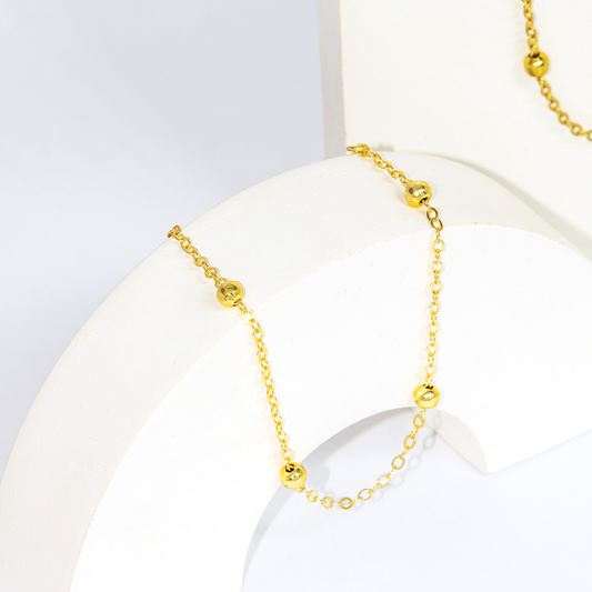 Mix de  Colar e Pulseira Bolinhas Banhado a Ouro 18k