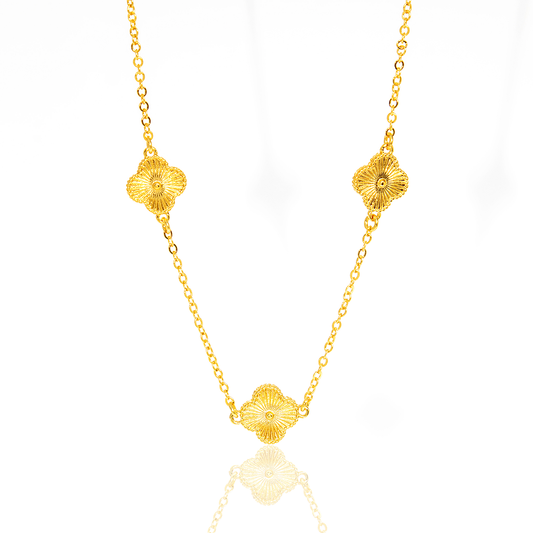 Mix Colar e Pulseira Trevo Dourado