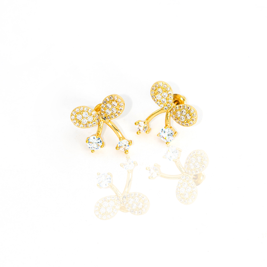 Brinco Laço Cravejado Com Zirconia Banhado