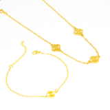Mix Colar e Pulseira Trevo Dourado