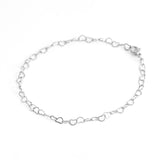 Mix de Colar e Pulseira Prateado Corrente Feminina com Elos de Coração