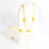 Mix Colar e Pulseira Trevo Dourado