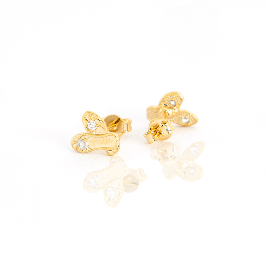 Brinco Sapatinho Bailarina Zircônia Folheado Ouro 18K
