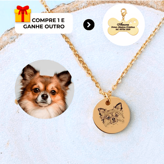 Colar Personalizado Com Foto e Nome do seu Pet Banhado a ouro 18K - Compre e ganhe um presente