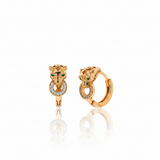 Brinco Argola Leopardo com Aro Cravejado em Zircônias Banhado a Ouro 18k