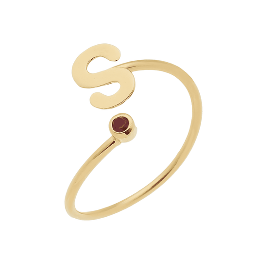 Anel Personalizado Inicial com Ponto de Luz Banhado A Ouro 18k