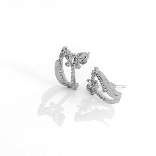 Brinco Brilho De Borboleta Cravejado Banhado