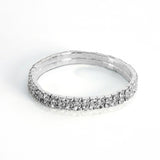 Pulseira Riviera Com Ajuste de Elástico Duas Fileiras Banhado em Prata