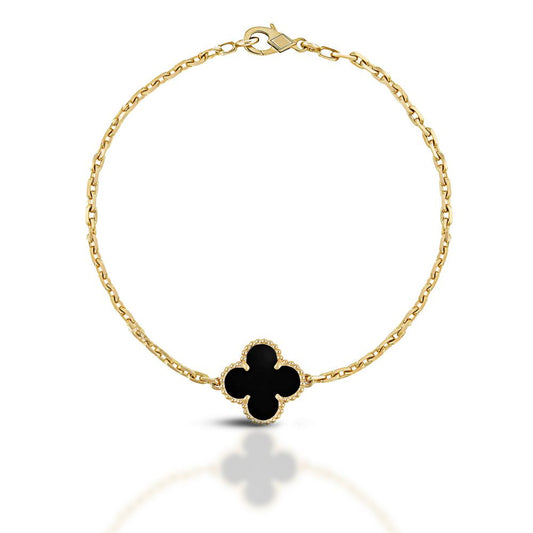 Pulseira Trevo Resinada Banhada em Ouro 18k