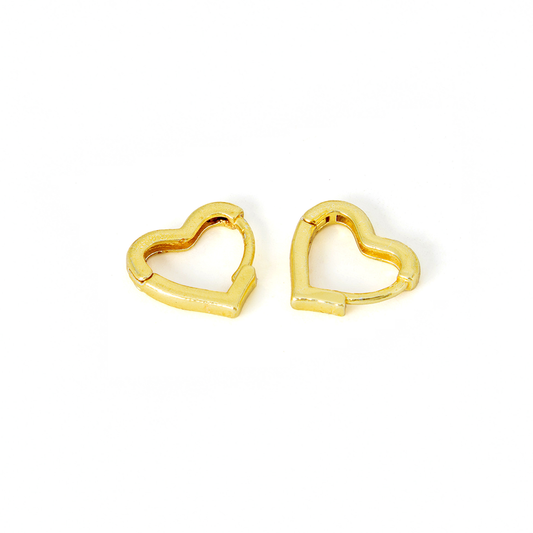 Brinco de Argolinha Coração Liso Banhado em Ouro 18K
