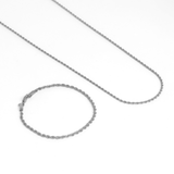 Mix de Colar e Pulseira Corrente Cordão Trançado Banhado