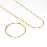 Mix de Colar e Pulseira Corrente Cordão Trançado Banhado