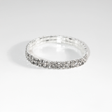 Pulseira Riviera Com Ajuste de Elástico Duas Fileiras Banhado em Prata