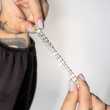 Pulseira Riviera Com Ajuste de Elástico Duas Fileiras Banhado em Prata