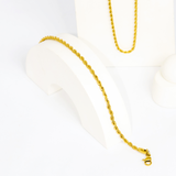 Mix de Colar e Pulseira Corrente Cordão Trançado Banhado