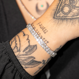 Pulseira Riviera Com Ajuste de Elástico Duas Fileiras Banhado em Prata