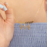 Colar Personalizado Canga Corações e Filho(a) Banhado em Ouro 18K