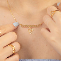 Colar Personalizado Canga Corações e Filho(a) Banhado em Ouro 18K