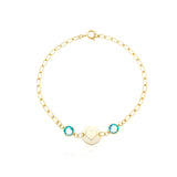 Pulseira Pingente Coração e Ponto de Luz Azul Folheada Ouro 18k