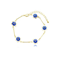 Pulseira Flor Olho Grego | Banhada a Ouro 18k