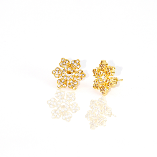 Brinco Flor Glamour Com Micro Zircônias Banhado