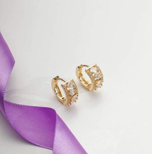 Brinco Argola Cravejado em Zircônias com Gota  ZIRCÔNIAS COM GOTA (cópia)