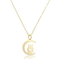 COLAR CORUJA E LUA BANHADO EM OURO 18K