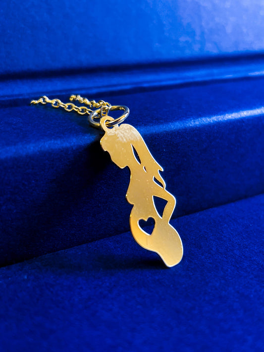 COLAR PINGENTE MÂE GRÁVIDA BANHADO EM OURO 18K