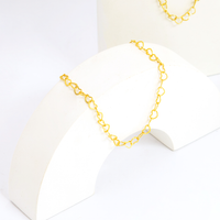 Mix de Colar E Pulseira Dourado Corrente com Elos de Coração
