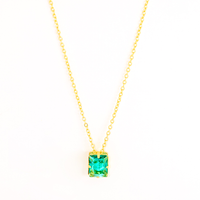 Colar Quadrado Verde Banhado