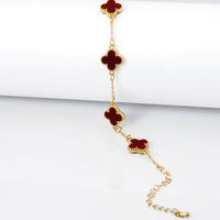Pulseira 5 Folhas de Trevos Banhado em Ouro 18K