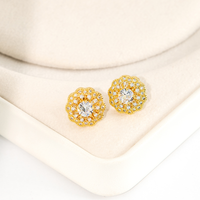Brinco Flor Imperial Banhado Cravejada